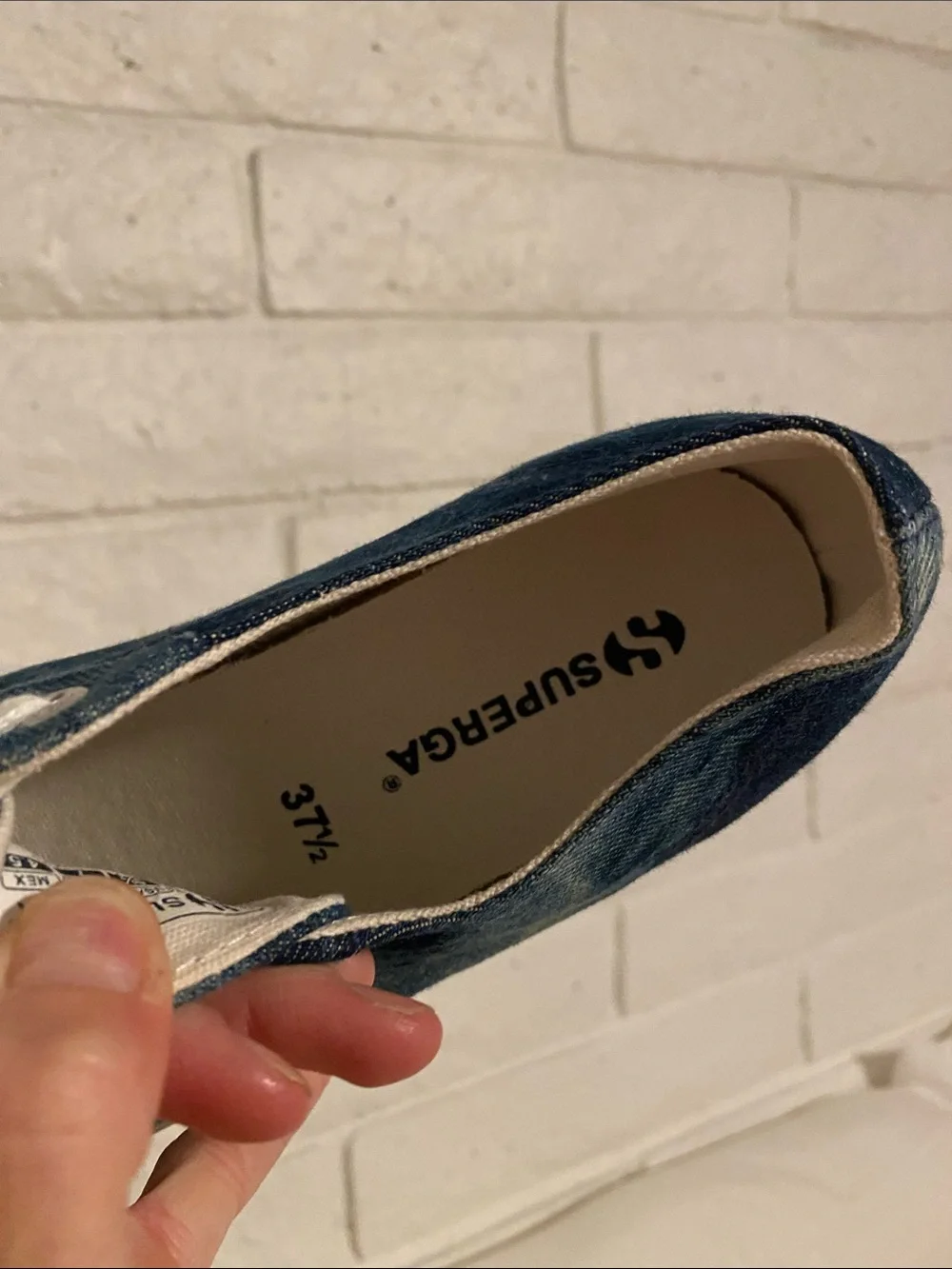 🌼 Superga Denim Lace-Up Platform Sneakers in Dark Blue Excellent Condition